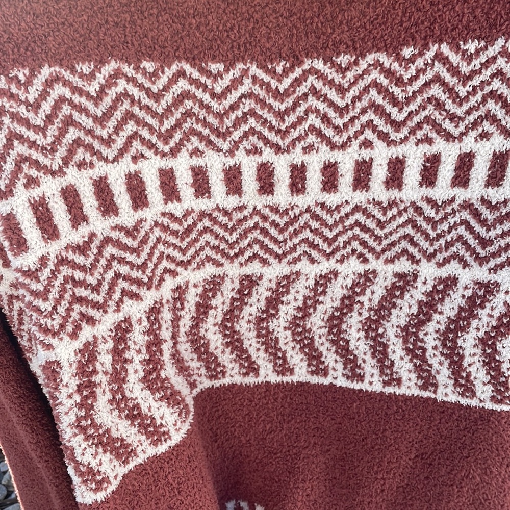 82. CLEARANCE Last 1! Soft pocket Burnt Red/light burgundy Aztec belted cardigan - Picture 12 of 12
